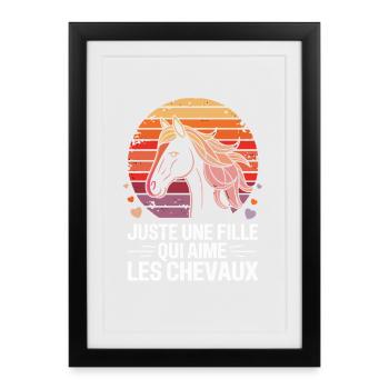  Juste Une Fille Qui Aime Les Chevaux Retro - Gerahmtes Poster (27 × 37 cm) - Schwarz - Vorne