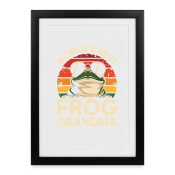 Worlds Best Frog Grandma Funny Frog Granny Retro - Framed poster (27 × 37 cm) - black - Front