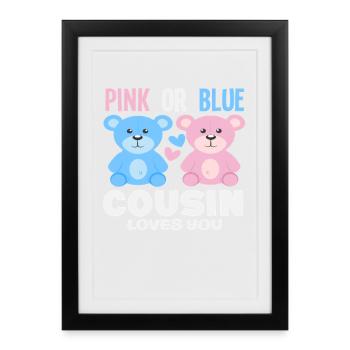 Cousin rose ou bleu t’aime - Affiche encadrée (27 × 37 cm) - noir - Devant
