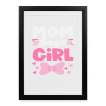 Maman dit que la fille révèle le sexe - Affiche encadrée (27 × 37 cm) - noir - Devant
