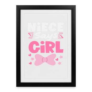 La nièce dit que la fille a révélé le sexe - Affiche encadrée (27 × 37 cm) - noir - Devant