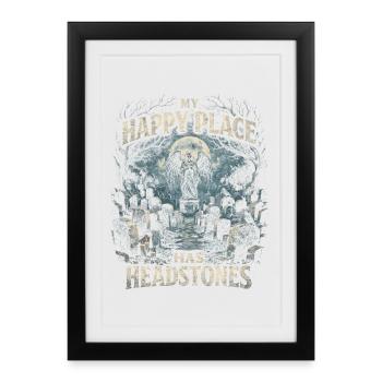 Cemetery Goth Humor My Happy Place Has Headstones - Framed poster (27 × 37 cm) - black - Front