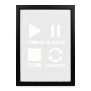 Pleine conscience, moments, souvenirs, bonheur - Affiche encadrée (27 × 37 cm) - noir - Devant