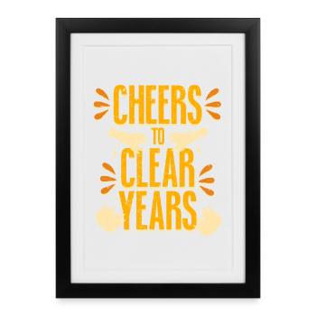 Antialcoholic Abstinent Cheers To Clear Years - Framed poster (27 × 37 cm) - black - Front