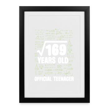 Mathématiques 13e anniversaire Racine 169 Adolescent - Affiche encadrée (27 × 37 cm) - noir - Devant