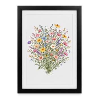Jardin de fleurs sauvages vintage Flower Women - Affiche encadrée (27 × 37 cm) - noir - Devant