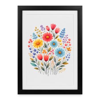 Jardin de fleurs sauvages vintage Flower Women - Affiche encadrée (27 × 37 cm) - noir - Devant