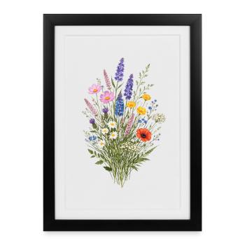 Jardin de fleurs sauvages vintage Flower Women - Affiche encadrée (27 × 37 cm) - noir - Devant