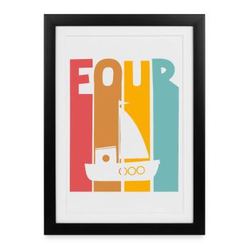 Voilier du 4e anniversaire - Affiche encadrée (27 × 37 cm) - noir - Devant