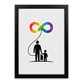 Symbole de la famille de l’autisme - Affiche encadrée (27 × 37 cm) - noir - Devant
