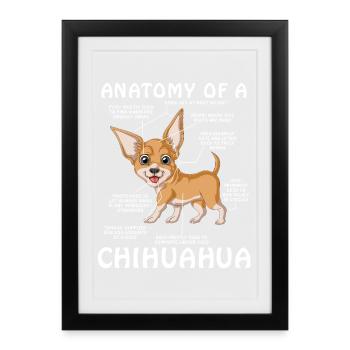 T-shirt Chihuahua Anatomie – T-shirt Dog Lover - Affiche encadrée (27 × 37 cm) - noir - Devant