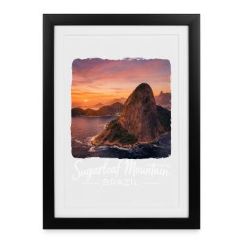Montagne Sugarloaf au Brésil - Affiche encadrée (27 × 37 cm) - noir - Devant