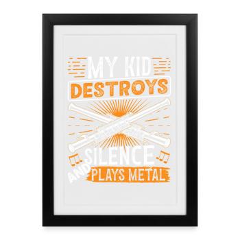  Piccolo Playing Metal Instrument Orchestra - Framed poster (27 × 37 cm) - black - Front