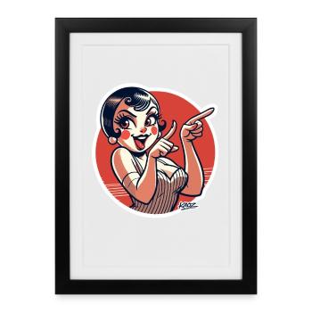 Retro Pinup Vibe in Bold Red - Framed poster (27 × 37 cm) - black - Front