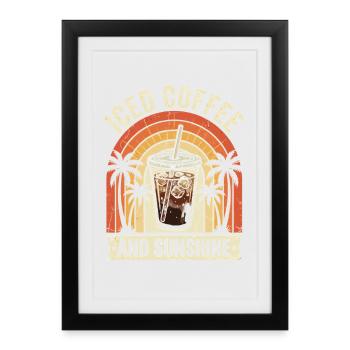 Café glacé et soleil - Affiche encadrée (27 × 37 cm) - noir - Devant