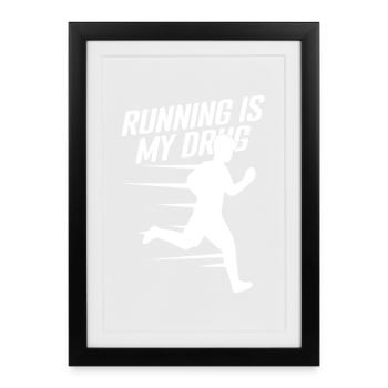 Le coureur de marathon est mon cadeau pour la drogue - Affiche encadrée (27 × 37 cm) - noir - Devant