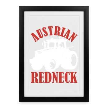 Autrichien Redneck – style alpin avec tracteur et bière - Affiche encadrée (27 × 37 cm) - noir - Devant