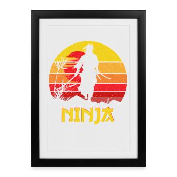 Ninja Sunset Shadow Warrior - Framed poster (27 × 37 cm) - black - Front