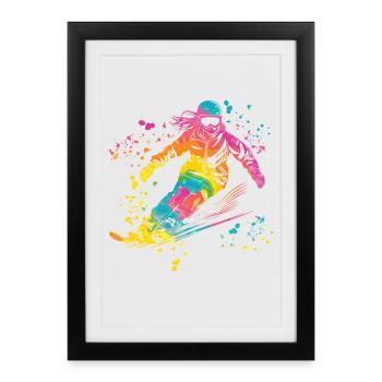 Ski alpin Sports d’hiver Ski nordique - Affiche encadrée (27 × 37 cm) - noir - Devant