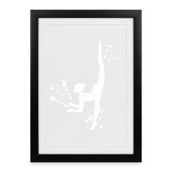 Gymnaste avec massues Gymnastique rythmique - Affiche encadrée (27 × 37 cm) - noir - Devant