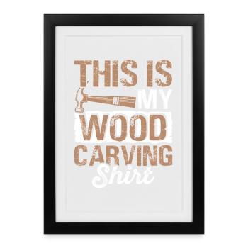 Wood Carving Shirt Wood Picture - Framed poster (27 × 37 cm) - black - Front