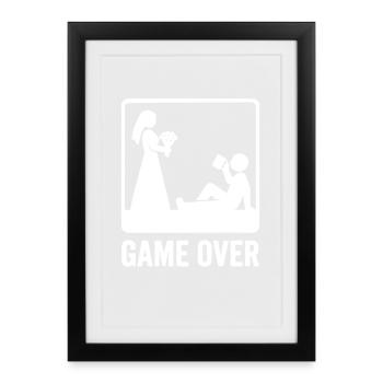 Mariage Game Over – Jeunes mariés drôles - Affiche encadrée (27 × 37 cm) - noir - Devant