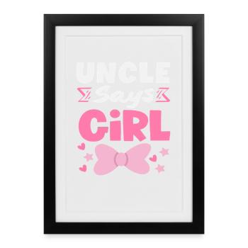 Oncle dit que la fille révèle le sexe - Affiche encadrée (27 × 37 cm) - noir - Devant