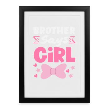 Frère dit que la fille révèle le sexe - Affiche encadrée (27 × 37 cm) - noir - Devant