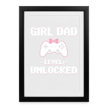 Dad-to-be & Father, Birth Daughter Girl - Framed poster (27 × 37 cm) - black - Front