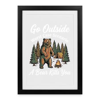 Randonnée Camping, Randonnée en plein air, Montagne nature - Affiche encadrée (27 × 37 cm) - noir - Devant