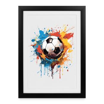 Foot Football Ballon Joueur Supporter idée Cadeau - Affiche encadrée (27 × 37 cm) - noir - Devant