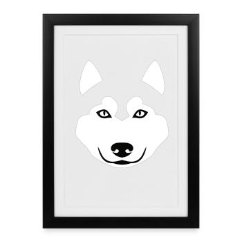 Minimalist Wolf Head – Animal Silhouette - Framed poster (27 × 37 cm) - black - Front