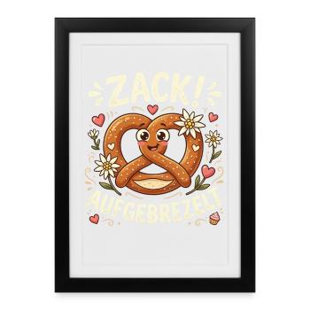 Mädchen Trachtenshirt Damen Trachten Tshirt Dirndl - Gerahmtes Poster (27 × 37 cm) - Schwarz - Vorne