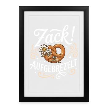 Trachtenshirt Damen Trachten T-Shirt Dirndl Ersatz - Gerahmtes Poster (27 × 37 cm) - Schwarz - Vorne