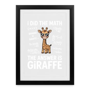 Don drôle de maths Dictons, Girafe - Affiche encadrée (27 × 37 cm) - noir - Devant