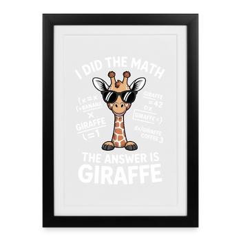 Don drôle de maths Dictons, Girafe - Affiche encadrée (27 × 37 cm) - noir - Devant