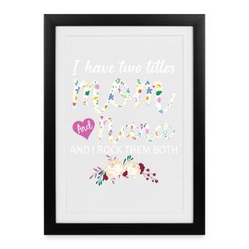 Carte fleurie pour l’idée cadeau de Maman Nana - Affiche encadrée (27 × 37 cm) - noir - Devant