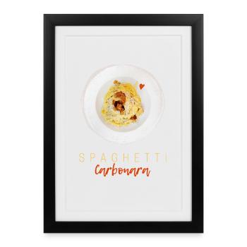 Spaghetti Carbonara Pasta Noodle Gourmet Design - Framed poster (27 × 37 cm) - black - Front