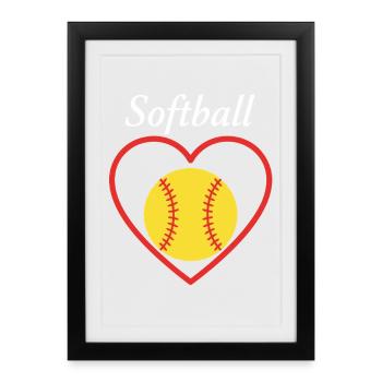 Softball Heart Sports - Framed poster (27 × 37 cm) - black - Front