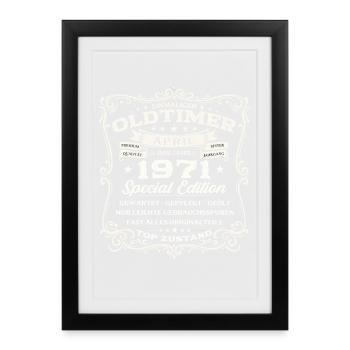 55. Geburtstag Geschenk Mann Oldtimer April 1971 - Gerahmtes Poster (27 × 37 cm) - Schwarz - Vorne