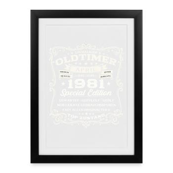 45. Geburtstag Geschenk Mann Oldtimer April 1981 - Gerahmtes Poster (27 × 37 cm) - Schwarz - Vorne