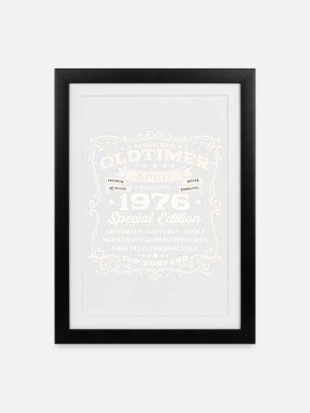 50. Geburtstag Geschenk Mann Oldtimer April 1976 - Gerahmtes Poster (27 × 37 cm) - Schwarz