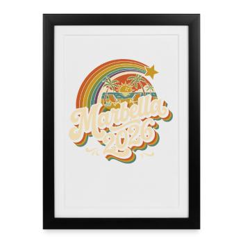Marbella Retro Sunset 2026 - Affiche encadrée (27 × 37 cm) - noir - Devant