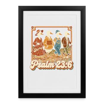 Psaume 23:6 Familles de canards rétro - Affiche encadrée (27 × 37 cm) - noir - Devant