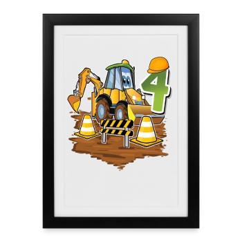 4e anniversaire des 4 excavateurs - Affiche encadrée (27 × 37 cm) - noir - Devant