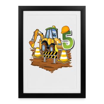 5e anniversaire des 5 excavateurs - Affiche encadrée (27 × 37 cm) - noir - Devant