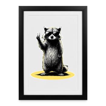 Raccoon Peace - Framed poster (27 × 37 cm) - black - Front