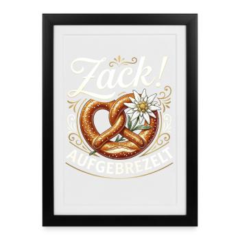 Mei Dirndl is in da Wäsch Trachtenshirt Damen - Gerahmtes Poster (27 × 37 cm) - Schwarz - Vorne