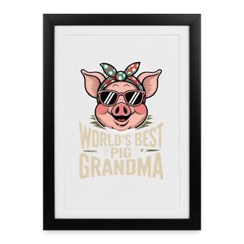 World's Best Pig Grandma Funny Pigs Granny With - Framed poster (27 × 37 cm) - black - Front