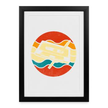 Cassette Musique Rétro Vintage Tape 80s 90s Style - Affiche encadrée (27 × 37 cm) - noir - Devant